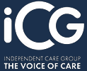 White text which reads ICG Independent Care Group sits on a dark blue background.