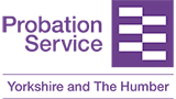 Purple and white logo along with the words Probation Service, York and Humber 